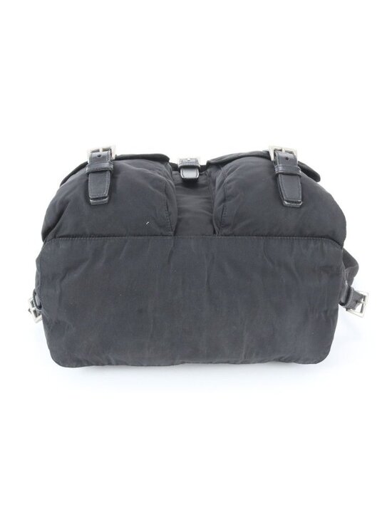 Prada Tessuto Nylon Triangle Logo Leather Backpack Black main image 6